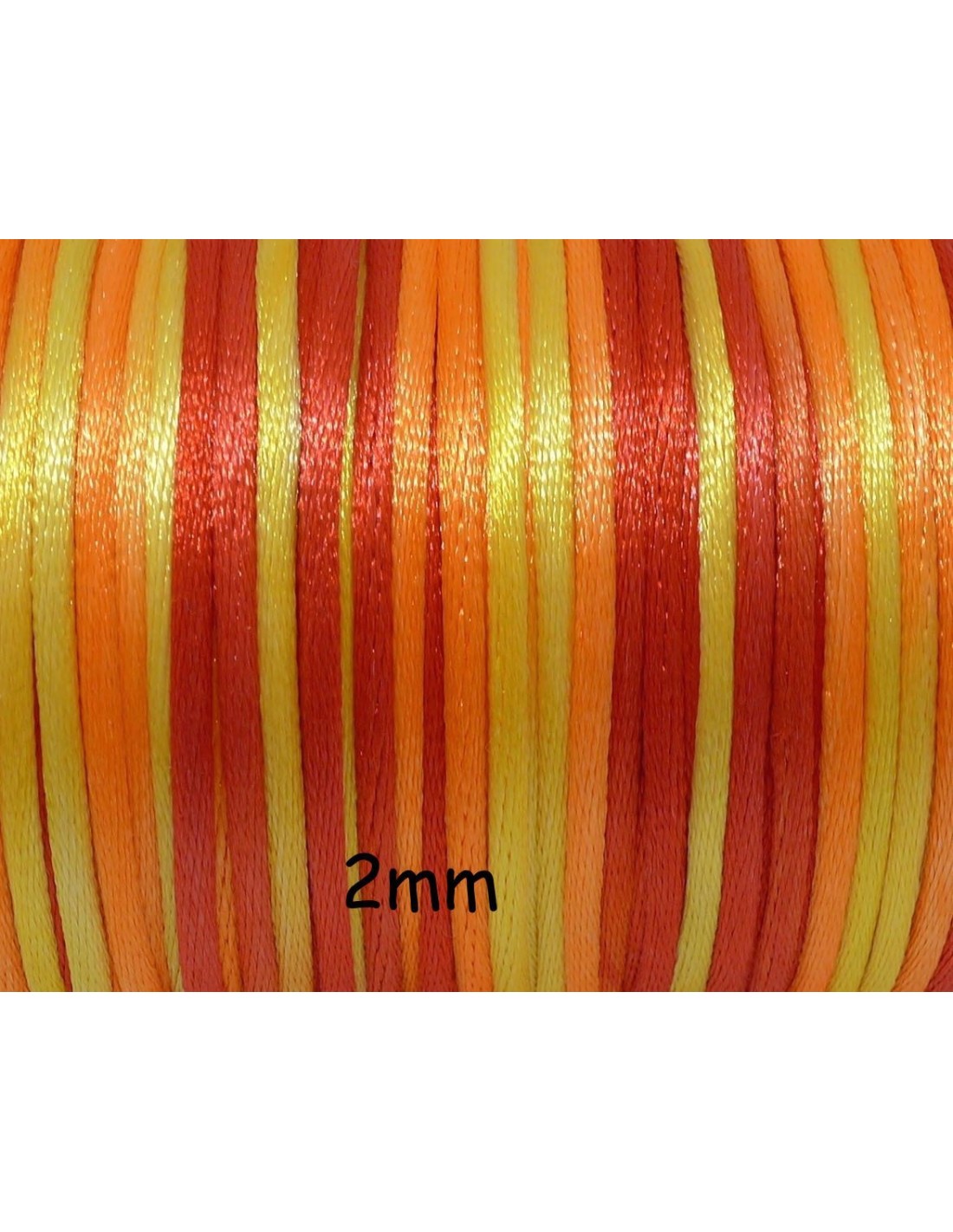 Cordon satin pas cher 2mm orange dégradé du rouge au jaune