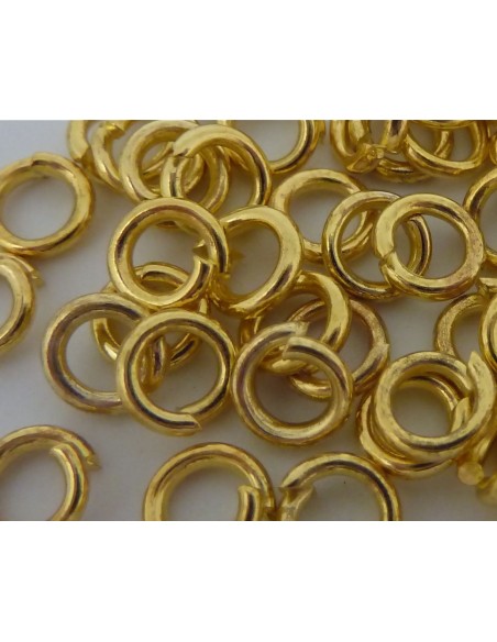 R-15g - env. 170 anneaux de jonction 6mm x 1mm épais résistant en métal doré