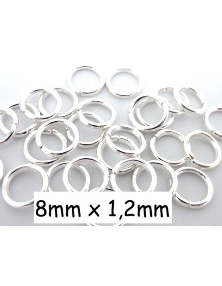 Anneau de jonction 8mm épais résistant argenté brillant blanc