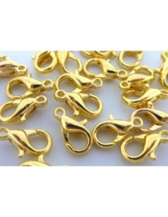 10 Fermoirs mousqueton 10mm en métal couleur or