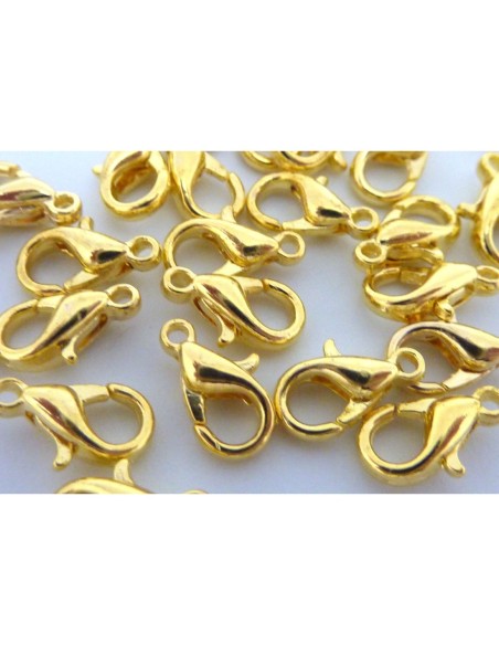 10 Fermoirs mousqueton 10mm en métal couleur or