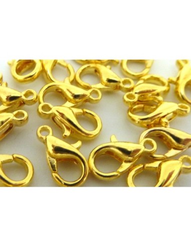 Fermoir mousqueton 10mm en métal couleur doré