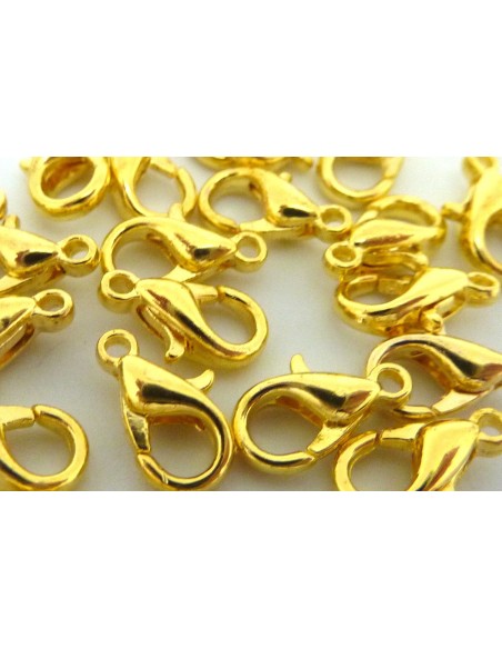 Fermoir mousqueton 10mm en métal couleur doré