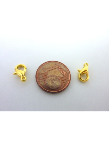 Fermoir mousqueton 10mm doré pas cher