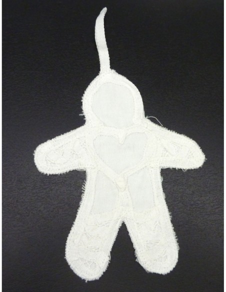 Lutin en broderie 15cm en coton de couleur blanc à rembourrer ou à coudre