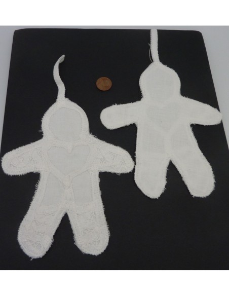 Lutin en broderie 15cm en coton de couleur blanc à rembourrer ou à coudre