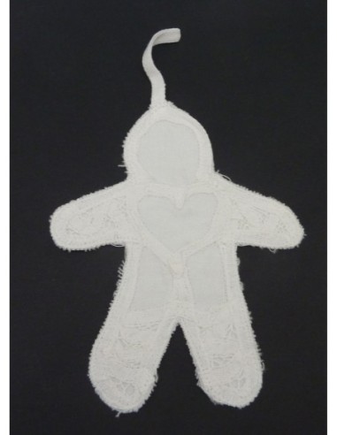 Lutin en broderie 15cm en coton de couleur blanc à rembourrer ou à coudre