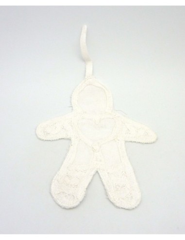 Lutin en broderie 15cm en coton de couleur blanc à rembourrer ou à coudre