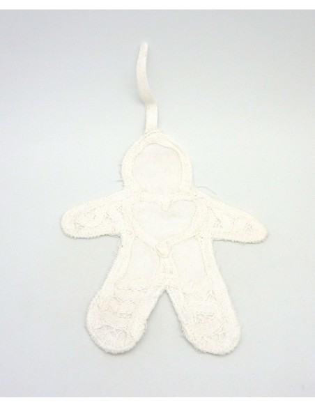 Lutin en broderie 15cm en coton de couleur blanc à rembourrer ou à coudre