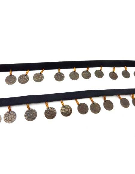 Ruban de couleur noir avec sequin gris pas cher