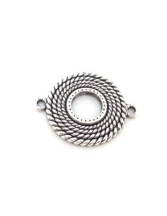 Connecteur rond filigrane 27mm comme tressé en métal argenté
