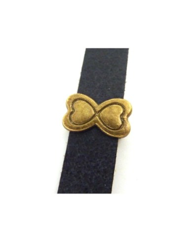 Perle poussoir noeud bronze pour lanière cuir de 12mm