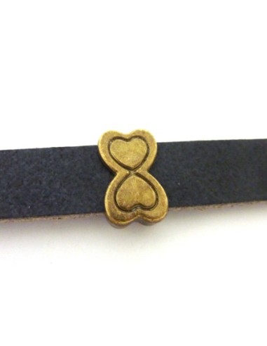 Perle passant noeud bronze pour lanière cuir de 12mm
