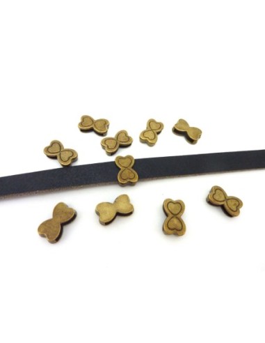 Perle noeud bronze pour lanière cuir de 12mm