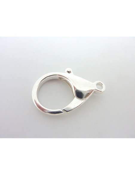 Grand fermoir mousqueton 36mm en métal argenté brillant XXL