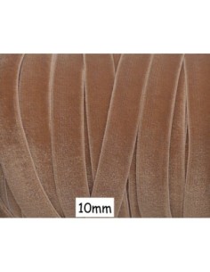 Galon élastique touché velours marron clair 10mm