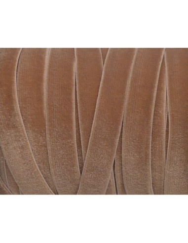 Ruban velours élastique 10mm marron Terre de Sienne clair