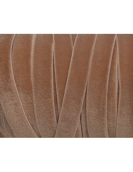 Ruban velours élastique 10mm marron Terre de Sienne clair Ruban velours élastique 10mm marron Terre de Sienne clair