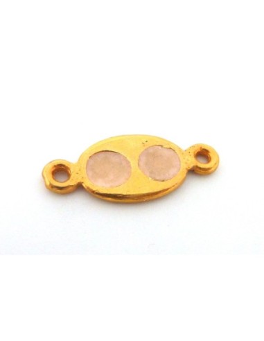 Perle de jonction ovale 25,4mm en métal doré brillant et pastille