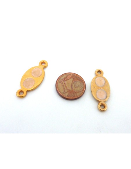 Perle de jonction ovale 25,4mm en métal doré brillant et pastille