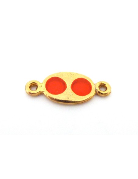 Perle de jonction ovale 25,4mm en métal doré brillant et pastille