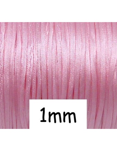 Cordon queue de rat 1mm rose clair pour bracelet