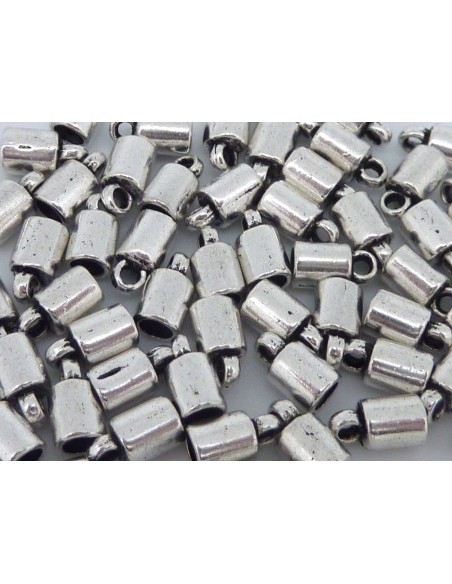 25 Embouts pour cordon 3mm en métal argenté lisse