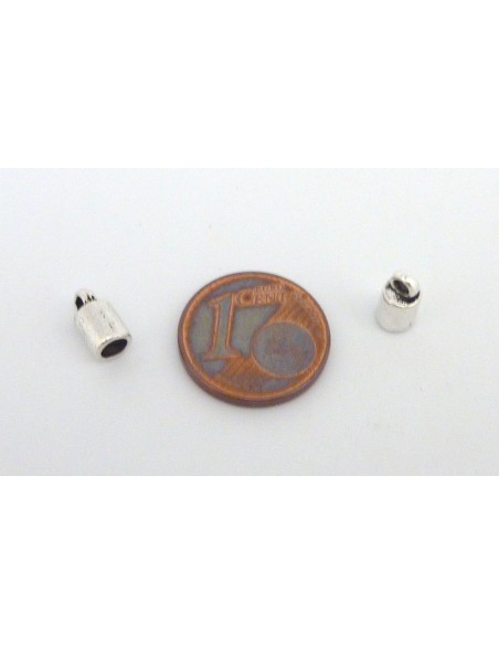 Embout pour cordon 3mm en métal argenté lisse