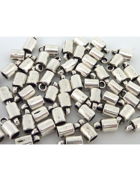 Embout rond argenté pour cuir de 3mm