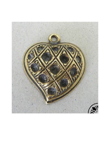 Pendentif coeur serrure Vintage Années 50-60 en laiton