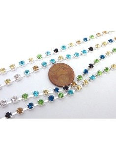 Chainette strass multicolore en métal argenté 2