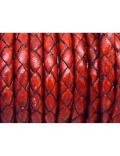 R-20cm de Cordon cuir rond tressé 5mm de couleur rouge... 2