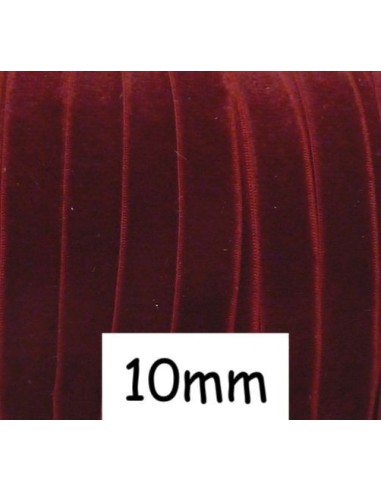 Ruban velours élastique 10mm rouge bordeaux