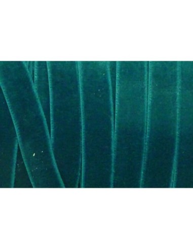 1m Ruban velours élastique plat largeur 10mm bleu vert canard