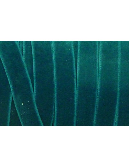 1m Ruban velours élastique plat largeur 10mm bleu vert canard