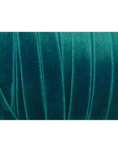 1m Ruban velours élastique plat largeur 10mm bleu vert canard