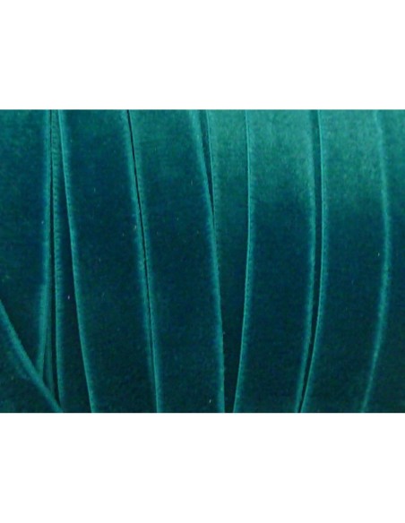 1m Ruban velours élastique plat largeur 10mm bleu vert canard