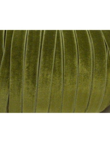 Ruban velours élastique 10mm vert olive