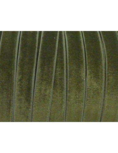 Ruban velours élastique 10mm vert olive pas cher