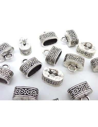 Embout pour cordon en métal argenté style ethnique