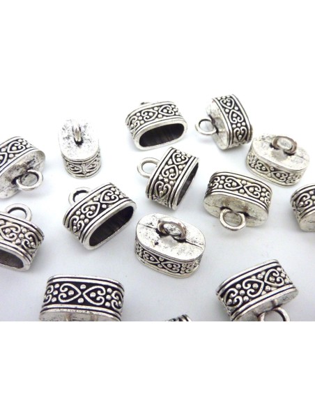 Embout pour cordon en métal argenté style ethnique