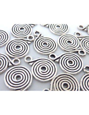 Pendentif spirale argenté en métal