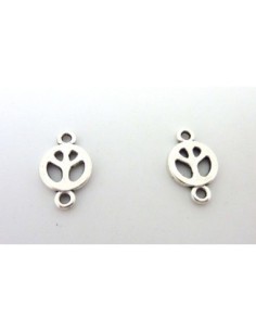 10 Perles connecteur Peace 15,2mm en métal argenté 2