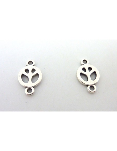 10 Perles connecteur Peace 15,2mm en métal argenté