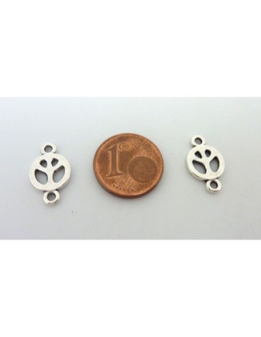 10 Perles connecteur Peace 15,2mm en métal argenté
