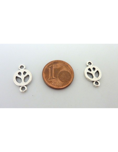 10 Perles connecteur Peace 15,2mm en métal argenté