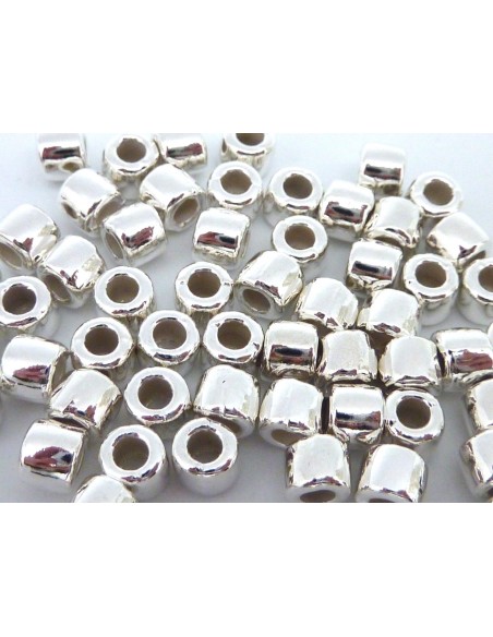 R-50 Perles tube arrondi lisse 5mm en métal argenté brillant, trou 2,5mm