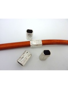 Perle passant tube 21,7mm en métal argenté martelé 2