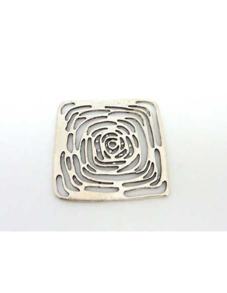 Pendentif estampe filigrane carré 49,4mm en métal argenté
