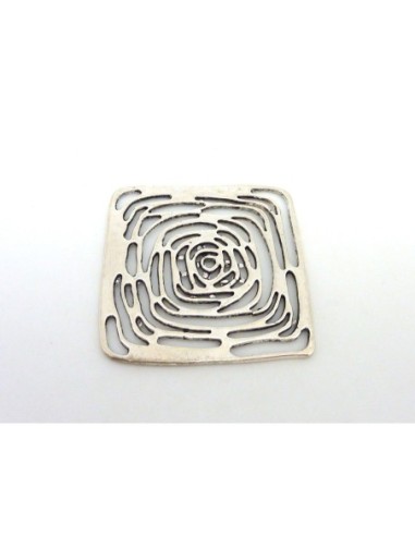Pendentif estampe filigrane carré 49,4mm en métal argenté